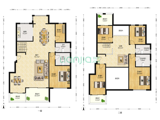 帝景天城 6室1厅4卫 267平方