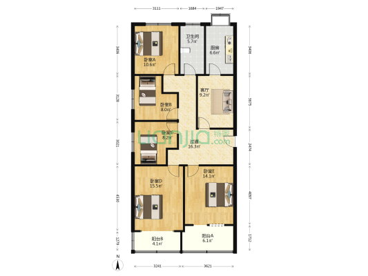 都府堤 5室1厅1卫 121平方