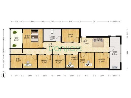 三圣街58号 5室1厅1卫 117平方