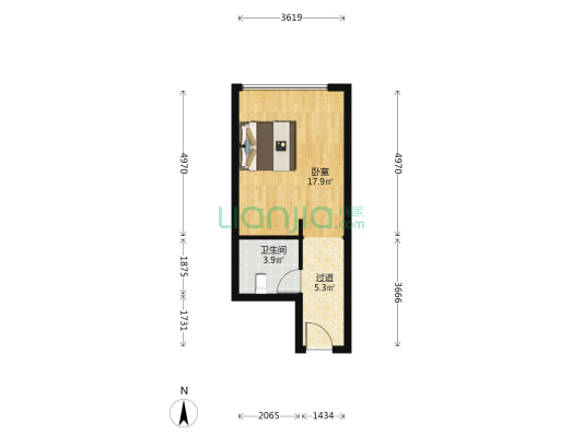 东亚共享大厦 1室0厅1卫 42平方