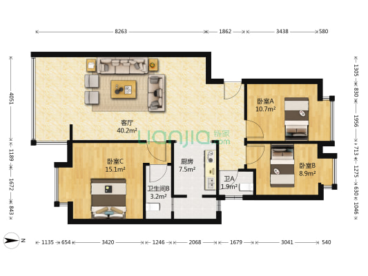 水芙蓉小区 3室1厅2卫 101平方