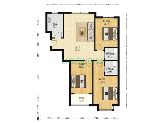 华普园五区 3室1厅2卫 113平方