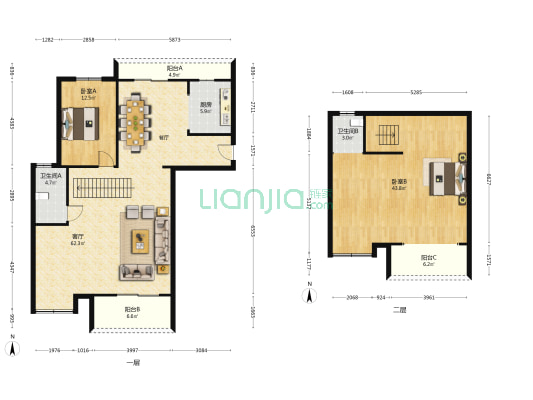 阳光城悦澜府 2室1厅2卫 133平方