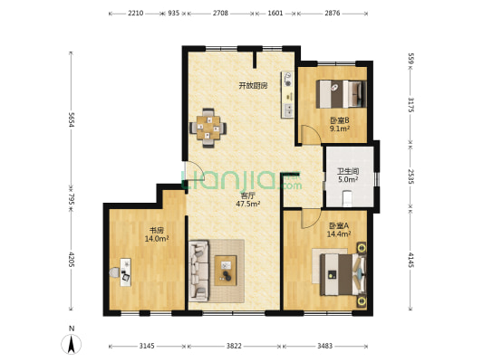 亚泰山语湖 3室1厅1卫 106平方