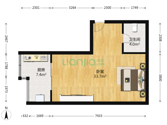 海璟台北湾南区 1室0厅1卫 60平方
