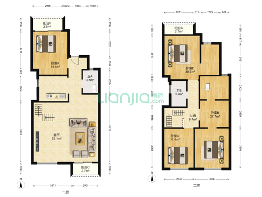 当代万国府MOMΛ 4室1厅2卫 161平方