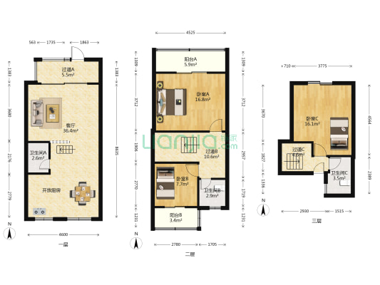 兰庭东方墅 3室1厅3卫 115平方
