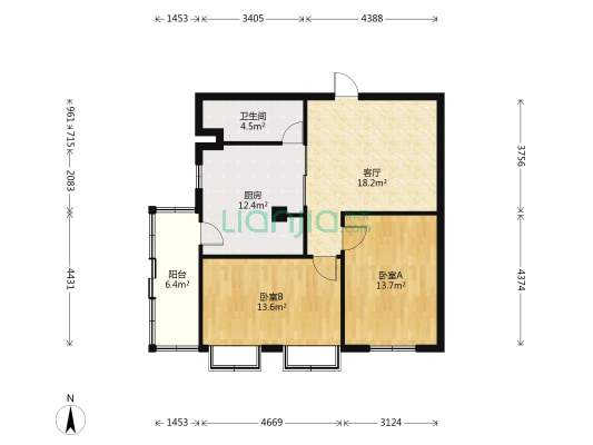 康盛大厦 2室1厅1卫 86平方