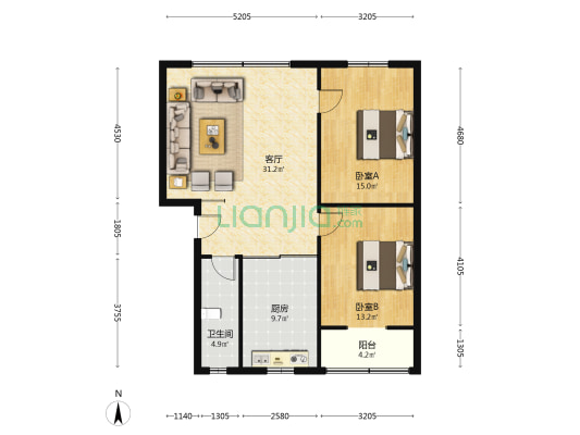 鸿兴商业城 2室1厅1卫 93平方