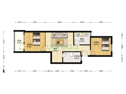 平等苑 2室1厅1卫 67平方