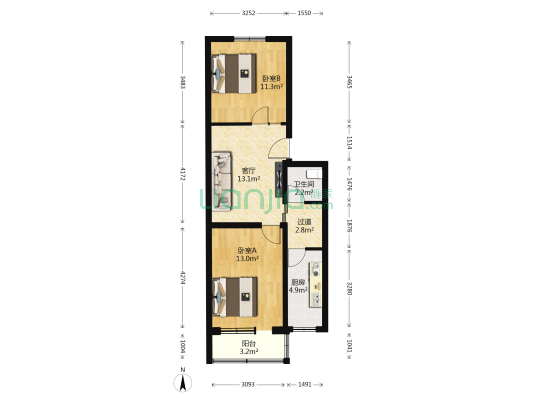 建欣苑四里 2室1厅1卫 68平方