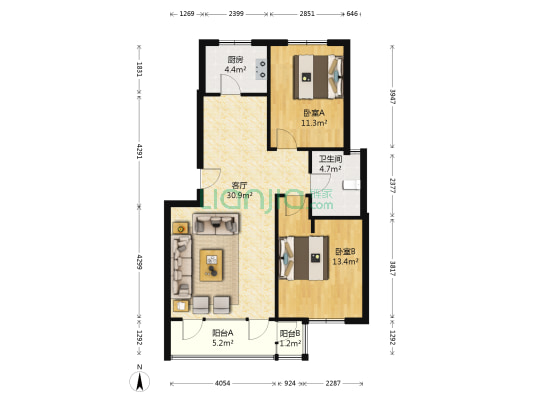 立新街东一巷 2室1厅1卫 61平方