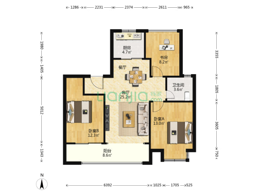 中南漫悦湾 3室1厅1卫 97平方