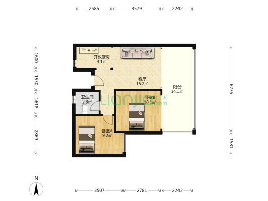 米易北湖印象 2室1厅1卫 65平方