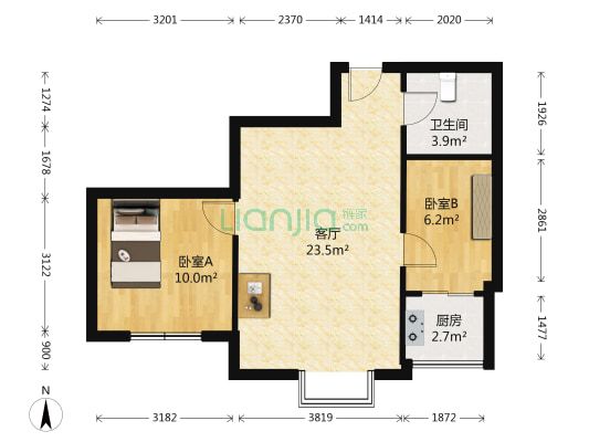 上京府邸 2室1厅1卫 67平方