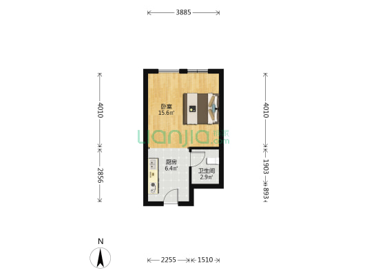 财富国际广场 1室0厅1卫 44平方