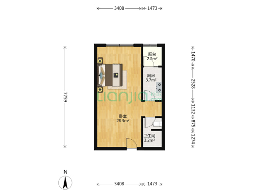 地泰人民公馆 1室0厅1卫 47平方