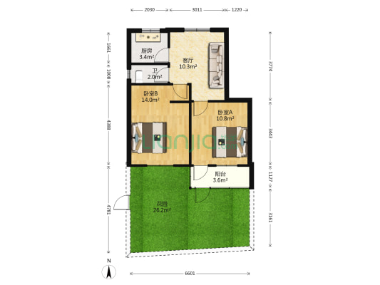 酒厂宿舍 2室1厅1卫 55平方