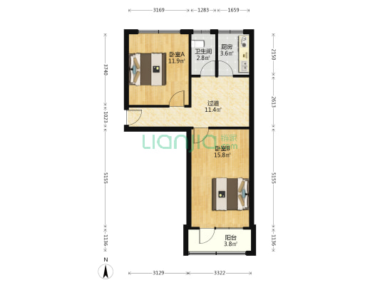 国土资源实物地质资料中心院 2室0厅1卫 60平方