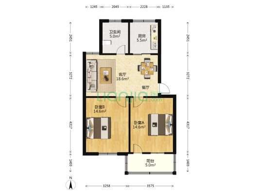 市场新村 2室1厅1卫 78平方