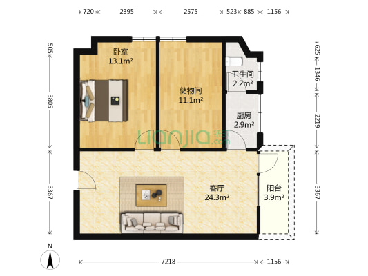 仓前大厦 1室1厅1卫 130平方