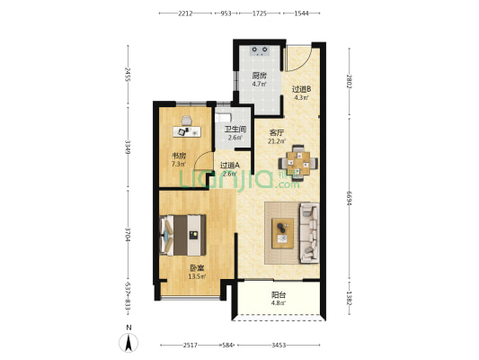 美的海畔云城 2室1厅1卫 78平方