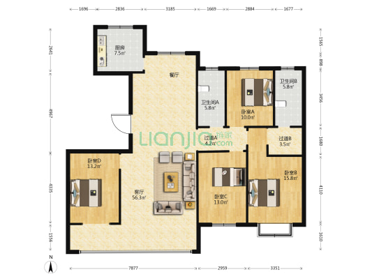 欣源·圣悦庭 4室1厅2卫 185平方