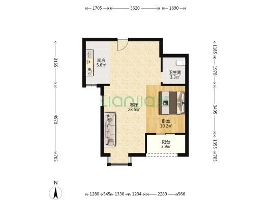 云江嘉园 1室1厅1卫 69平方