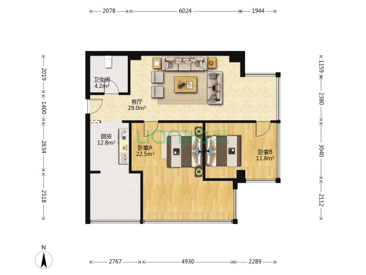都城MOMA 2室1厅1卫 81平方