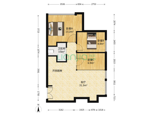 南翔汽车智慧新城 3室1厅1卫 99平方