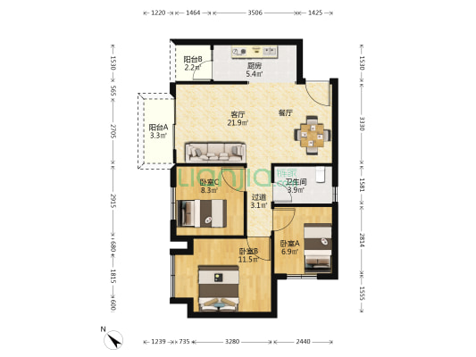 江天樾 3室1厅1卫 79平方