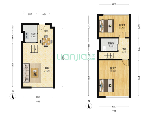 蓝岳装饰城 2室1厅1卫 52平方