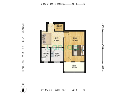 罗门畈 1室1厅1卫 42平方