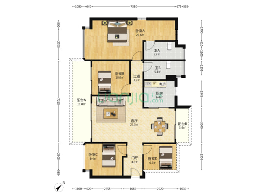 碧桂园凤凰华府 4室1厅2卫 133平方