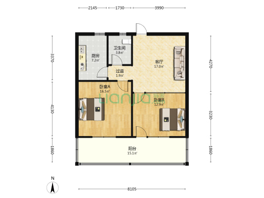 和缘小区 2室1厅1卫 80平方