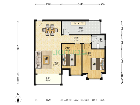领秀湖城 2室1厅1卫 85平方