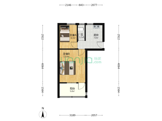 萧绍路 2室0厅1卫 40平方
