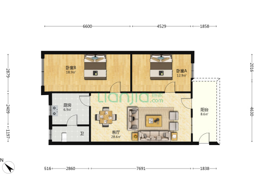 水榕堂粮出宿舍 2室1厅1卫 82平方