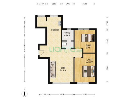 君悦豪庭C区 2室1厅1卫 87平方