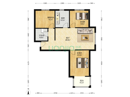 南北通透  钻石商圈   开阔视野，优越的户型，采光好-户型图