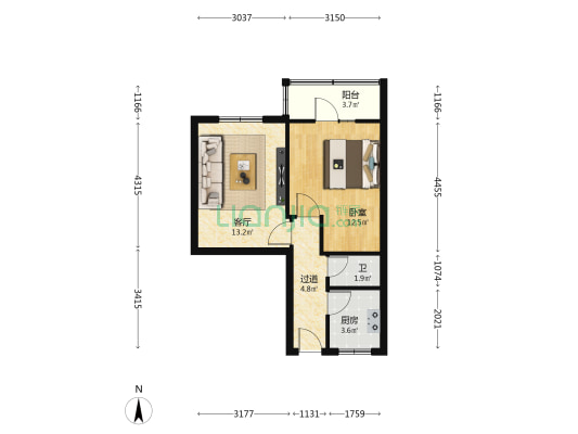 贤后街小区 1室1厅1卫 47平方