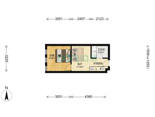 老虎城 1室1厅1卫 36平方
