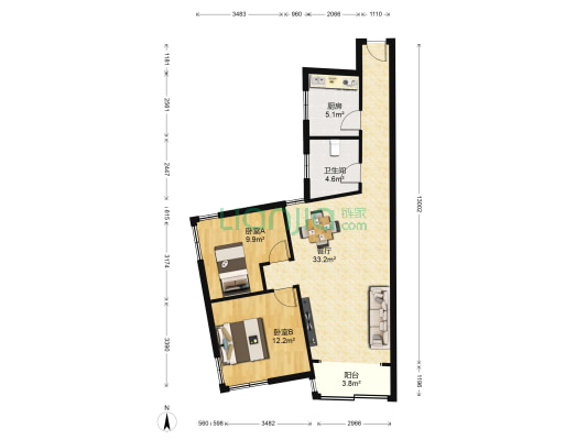 下步庙北区 2室1厅1卫 78平方