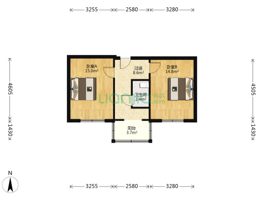 审计厅一号院 2室0厅1卫 56平方