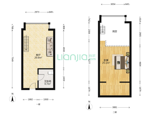 九州创意园 1室1厅1卫 64平方