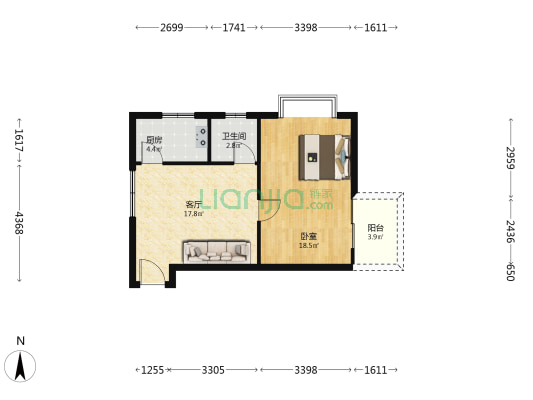 尚上美寓 1室1厅1卫 66平方