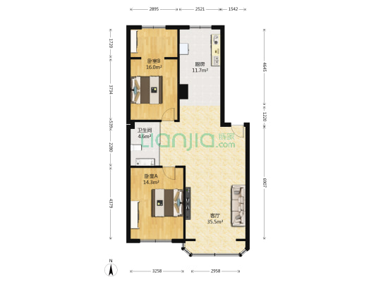 光华园 2室1厅1卫 108平方