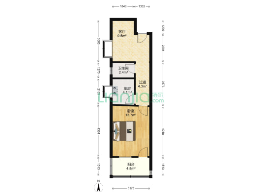 万寿路济南丝绸厂宿舍 1室1厅1卫 52平方