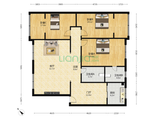 抚琴西路213号 3室1厅2卫 145平方