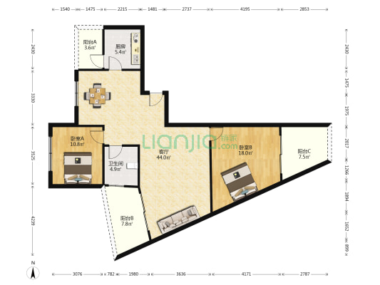 颖新安置区2期 2室1厅1卫 129平方